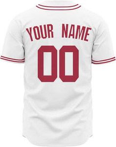Camiseta de béisbol blanca personalizada con ribete rojo Teamname 00, camiseta deportiva personalizada - Product Image 5
