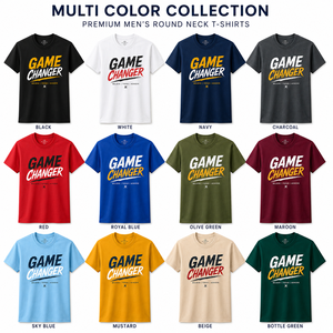 Camiseta de Manga Corta para Hombre Sangita, Color Amarillo Mostaza, Estampado Game Changer, Cuello Redondo, Corte Regular, Informal, 100% Algodón Transpirable - Product Image 3