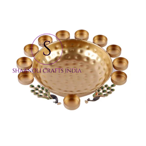 Bol décoratif Urli de designer pour fleurs et bougies chauffe-plat, décoration de table et centre de table sur pied pour la maison et le bureau, style indien - Product Image 3