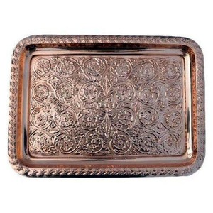 GLOSSY TOUCH ART Round Handcrafted <b>Copper</b> Serving Tray Contemporary Design Eco-Friendly Portable Dining <b>Accessory</b> - Product Image 4