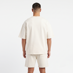 Ensemble décontracté d'été 2 pièces pour homme avec logo personnalisé, t-shirt vintage imprimé coupe ample 100 % coton délavé à l'acide et short streetwear tricoté - Product Image 3