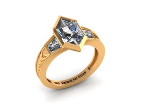 Premium Yellow White Rose Gold Silver Ladies <b>Ring</b> Dutch Cut Baguette Cut 5 CTS Moissanite CVD Colour Stone <b>CZ</b> EGL Certified VVS2 - Product Image 3