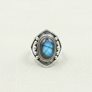 Blue Flash Labradorite <b>Statement</b> <b>Ring</b> 925 Sterling Silver Rose Gold Yellow Gold Plated Vintage Boho Handmade Jewelry for Unisex - Product Image 5