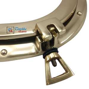 Espejo Decorativo de Pared con Forma de Ojo de Buey Rectangular de 15 Pulgadas, Hecho a Mano, de Aluminio Chapado en Oro, Estilo Náutico Art Deco, Ligero - Product Image 2