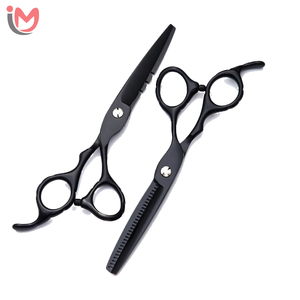Ciseaux de coiffure professionnels en acier inoxydable noir de 6 pouces, ciseaux à effiler avec logo personnalisé, lame tranchante, outil de beauté - Product Image 4