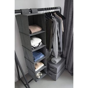 MA51SGR Single-Tier Canvas Foldable Storage <b>Box</b> Spacious Home Office <b>Wardrobe</b> Organiser with Lid for Clothing - Product Image 4