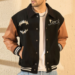 Veste de baseball universitaire en cuir de haute qualité à col montant pour hommes, style streetwear, veste d'hiver universitaire - Product Image 5