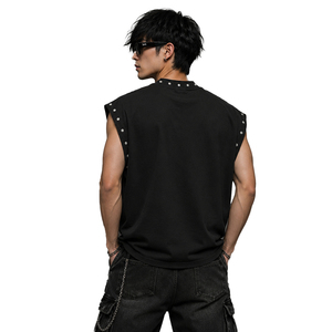 เสื้อกล้ามพิมพ์ลายกราฟิกประดับเพชรเทียม ผ้าฝ้าย 100% เนื้อนุ่ม สไตล์วินเทจใหม่ เสื้อยืดแขนกุดสำหรับทุกเพศ สวมใส่สบาย - Product Image 4