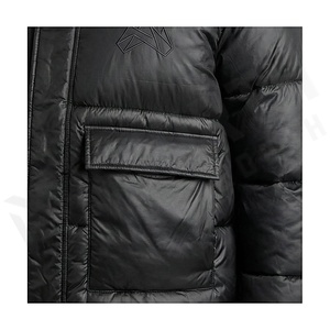 Hooded Quilted Waterproof <b>Bubble</b> Jacket Black Full Sleeve Winter Windproof Cotton Shell Knitted Fabric Polyester Filling Stand - Product Image 5