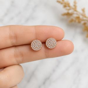 Wholesale Fine 14K Solid Gold Custom Trendy Sparkling Cluster Flower Lab Grown Diamond Screw <b>Back</b> Stud <b>Earring</b> for Men and Women - Product Image 4