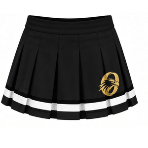 <b>Black</b> Gold Sublimated Cheer Panel <b>Skirt</b> <b>Pleated</b> Athletic Team Uniform Bottoms Performance Training Wear Competition Sports - Product Image 1