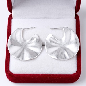 Wholesale 925 <b>Solid</b> Sterling <b>Silver</b> Brushed Wavy Disc Stud <b>Earrings</b> Fine Jewelry Memoria Jewels - Product Image 6