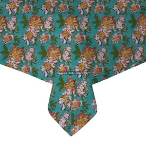 Manteles personalizados con estampado a mano, artesanía atemporal, manteles cuadrados de algodón puro en venta - Product Image 1