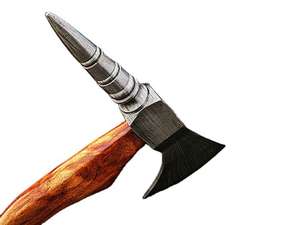 Hache large en acier Damas de qualité industrielle, multifonctionnelle pour le camping et le travail du bois, avec manche en bois pour le bricolage en extérieur - Product Image 5