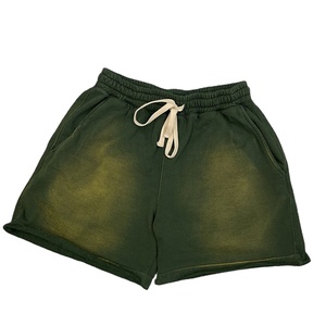 Streetwear Custom Acid Wash <b>Shorts</b> Summer 100% Cotton Embroidered <b>Patch</b> Vintage Sun Faded French Terry Distressed Cropped <b>Shorts</b> - Product Image 1