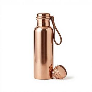 Botella de Agua de Cobre Puro con Asa de Transporte, Frasco de Boca Ancha Contemporáneo para Viajes, Ecológico y de Gran Capacidad - Product Image 3