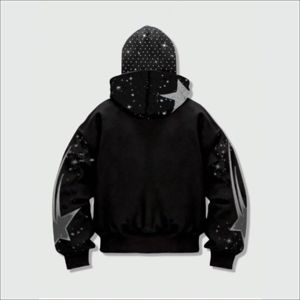 OEM ODM Sweat à capuche zippé surdimensionné pour homme, grammage lourd, avec impression en relief et broderie, anti-boulochage, style streetwear hip-hop, en coton pour l'automne - Product Image 3