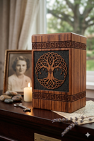 Urne funéraire en bois de rose avec motif d'arbre celtique, marron, taille adulte, personnalisable
