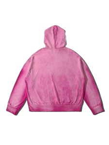 OEM Sweat à capuche unisexe de luxe en coton 100% effet vieilli, couleur rose, coupe ample et épaisse, style USA, vente en gros - Product Image 4