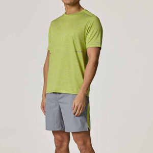 Ensemble T-shirt col rond raglan noir et gris pour homme, séchage rapide, tricoté, short sportif d'été, couleur unie, 100 % coton, écologique - Product Image 1
