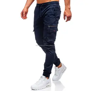 Private Label Slim Fit HIMJ13 Workout Custom Navy Blue Pants Fitness Gym Training Sports Joggers