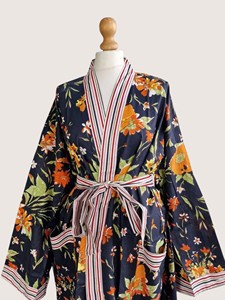 Bata Larga Estampada Floral para Mujer, Manga Larga, Cuello en V, 100% Poliéster, Suave, Informal, para Primavera, con Cierre de Cordón - Product Image 6