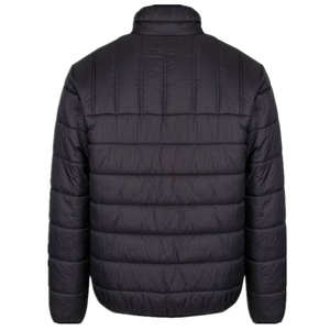 Veste matelassée noire pour homme, col montant, coupe classique, fermeture éclair sur le devant, coupe-vent, vêtements d'hiver, couleur unie, style décontracté - Product Image 3