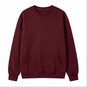 Sweat-shirt à col rond surdimensionné unisexe, couleur unie, tricoté, avec poche avant, vêtement décontracté pour l'automne - Product Image 1