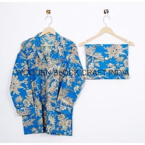 Hermosos y elegantes conjuntos de pijamas de algodón puro con estampado de jungla para mujer, conjuntos de pijamas estampados para dormir. - Product Image 4