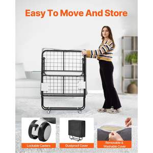 Rollaway <b>Bed</b> with Sturdy Metal Frame Memory Foam <b>Mattress</b> 31 X 75 <b>Folding</b> Twin Size Portable Upholstered <b>for</b> Adults Guests - Product Image 5
