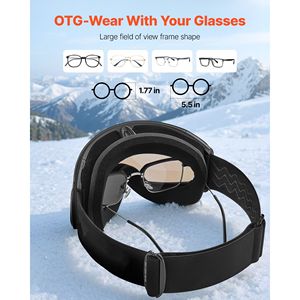 Occhiali da Sci Senza Montatura per Uomo, Donna e Giovani con Lenti Sferiche Blu Revo, Antiappannamento OTG, Montatura in TPU Ventilata - Product Image 5