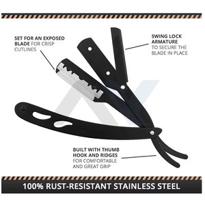 Nuevas Navajas de Afeitar Rectas para Hombre, Navajas de Barbero de Filo Recto para Afeitado Preciso, Navaja de Seguridad Tipo Shavette Personalizada - Product Image 5