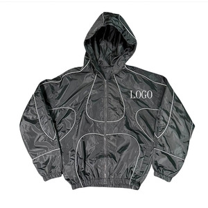 Men's Y2K Streetwear Polyester Tracksuit Set <b>Black</b> Hooded <b>Windbreaker</b> Jacket Jogger Pants Breathable Windproof Waterproof - Product Image 3