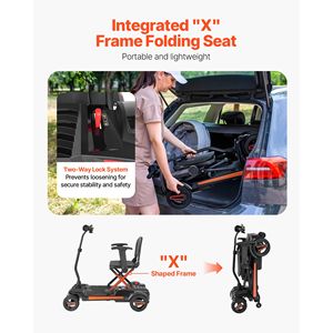 Scooter électrique pliable intégré à 4 roues pour adultes et seniors, autonomie de 9,3 milles, tout-terrain, pour personnes handicapées - Product Image 3