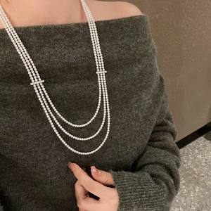 Collar de Plata S925 con Perlas AK de Zhuji Danshui 2025, Diseño Cielo Estrellado de 3-4 mm, Cadena de 45 cm, Longitud Versátil y Ajustable - Product Image 4