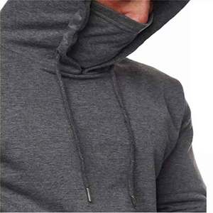 Sweat-shirt à capuche gris pour homme, coupe classique, couleur unie, poche, manches longues, vêtement décontracté d'automne, tricoté en coton French Terry - Product Image 3