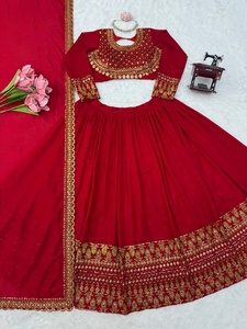 Lehenga Choli de Seda para Mujer con Dupatta Bordada, Traje Tradicional Indio, Atuendo Étnico para Todas las Temporadas - Product Image 3