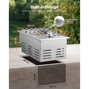 Bruciatore Laterale Singolo da 15.000 BTU per Cucina Esterna, Convertibile da Propano Liquido a Gas Naturale, Griglie BBQ in Acciaio Inox 304 - Product Image 5