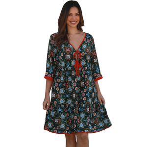 Mini vestido con estampado floral para mujer, vestido de moda con corte en A - Product Image 2