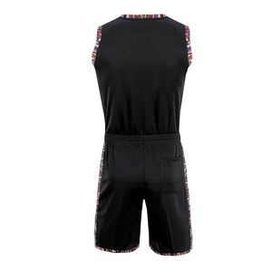 Ensemble d'uniformes de basketball sans manches à col en V, motif crânes imprimé par transfert thermique, logo personnalisé sur le devant, nom de l'équipe, séchage rapide, respirant - Product Image 2