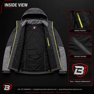 Blouson Bomber Technique Homme Personnalisé Imperméable Respirant Coupe-Vent à Capuche Fourrée pour Extérieur, Vêtement de Travail OEM en Gros - Product Image 5