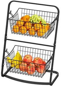 Panier en fer noir attrayant au design élégant, idéal pour une utilisation fonctionnelle et décorative, support pour panier à fruits, rangement sur comptoir. - Product Image 2