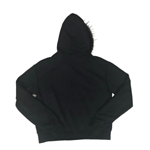Sweat-shirt à capuche zippé noir surdimensionné en fourrure courte, personnalisé, de haute qualité, style streetwear, vente en gros - Product Image 3