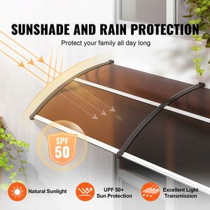 Tettoia per Porta e Finestra in Policarbonato 80" X 40" UPF 50+ per Ingresso Esterno - Resistente ai Raggi UV - Product Image 2