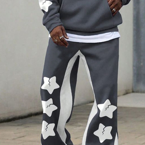 Ensemble de survêtement personnalisé avec impression en relief et pantalon évasé, ensemble de jogging empilé pour homme - Product Image 4