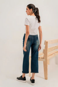 Pantalones Vaqueros Casuales de Cintura Alta y Pierna Ancha para Mujer, Transpirables, en Oferta, a Precio Económico - Product Image 2