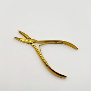 Pince à cheveux professionnelle pour extensions, en acier inoxydable plaqué or, avec logo personnalisé, outils de coiffure faits à la main - Product Image 2