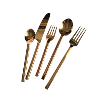 Juego de cubiertos de acero inoxidable dorado mate, 5 piezas, estilo minimalista moderno, cuchara pequeña, utilizada principalmente para remover azúcar y leche - Product Image 4