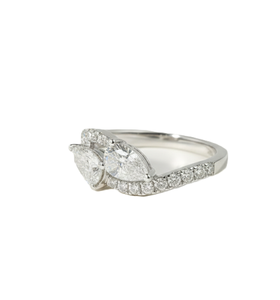 Anillo de lujo con diamante de laboratorio de 1.5 quilates, plata de ley 925, oro de 14K/18K, anillo Toi Et Moi, anillo de compromiso, anillo de propuesta de matrimonio - Product Image 3