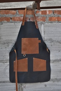 Tablier de travail professionnel en cuir, durable, multi-poches, pour barbier, chef et travail du bois, faible MOQ, commandes en gros OEM - Product Image 6